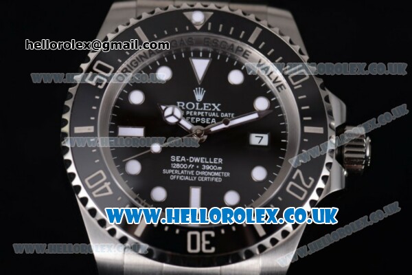 Rolex Sea-Dweller Deepsea Clone Rolex 3135 Automatic Stainless Steel Case/Bracelet with Black Dial and Dot Markers - 1:1 Original - Click Image to Close